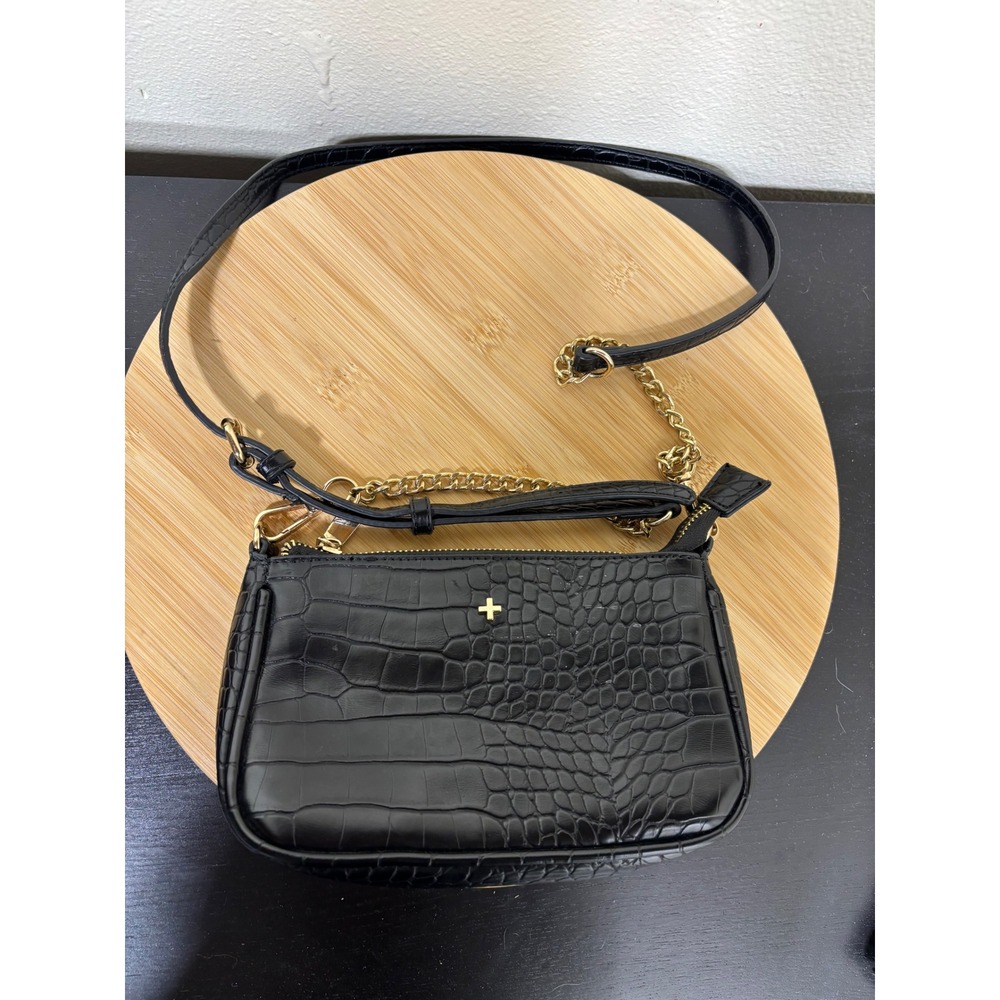 PETA +‎ JAIN Danny Cros Crossbody Bag Women Small Black Embossed Leather